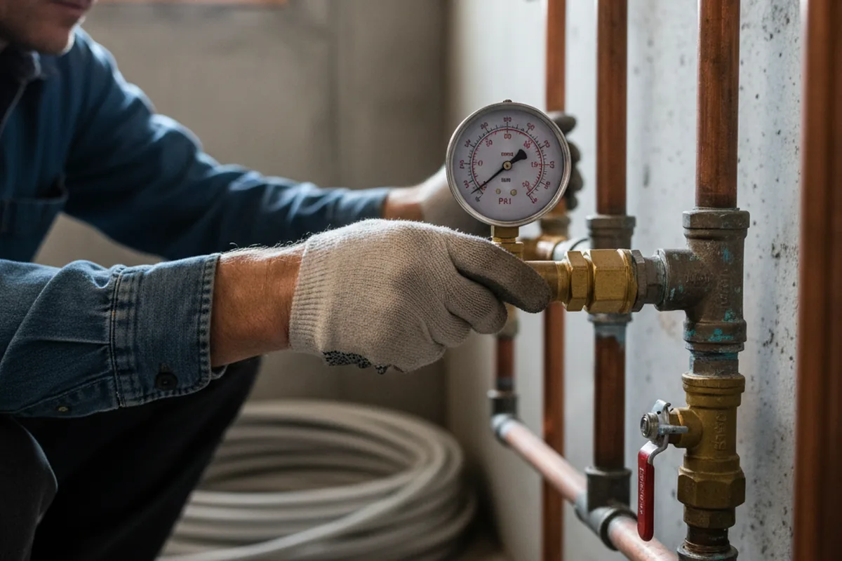 Pressure testing a repaired line during Water Line Repair in Ionia